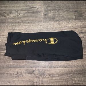 Champion gold imprint black leggings